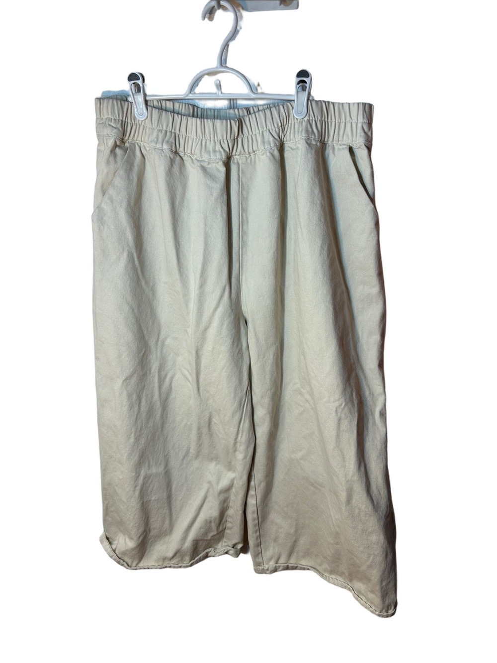 wide leg cropped  Cream Elastic-Waist Casual Pants size 1X velvet heart